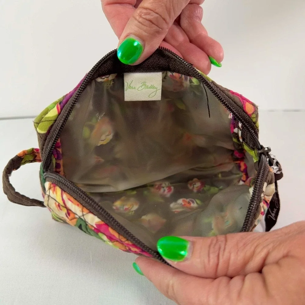 Vera Bradley English Rose Quilted Cosmetic Makeup Bag Retired Floral Travel